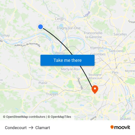 Condecourt to Clamart map