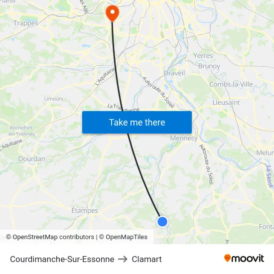 Courdimanche-Sur-Essonne to Clamart map