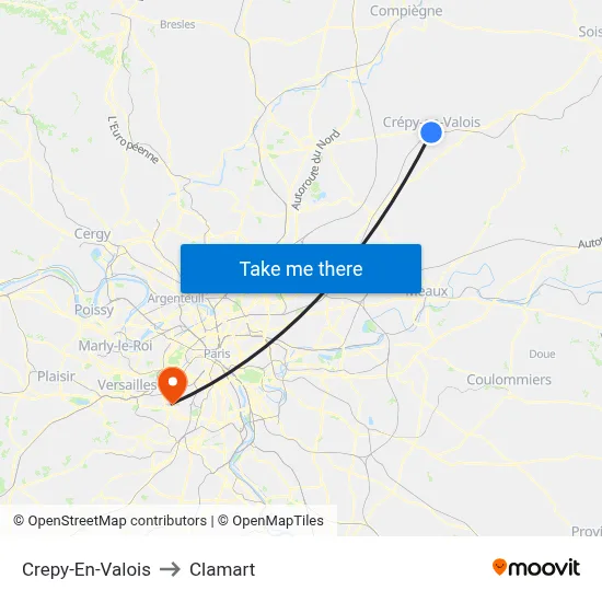 Crepy-En-Valois to Clamart map