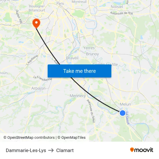 Dammarie-Les-Lys to Clamart map