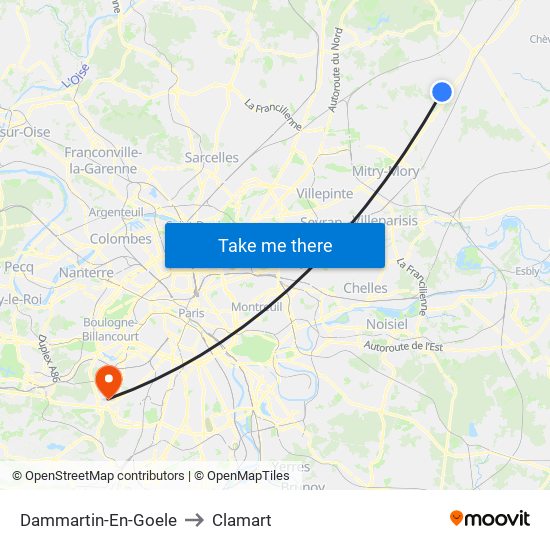 Dammartin-En-Goele to Clamart map