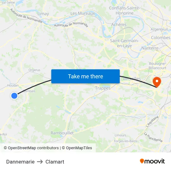Dannemarie to Clamart map