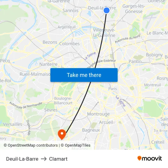 Deuil-La-Barre to Clamart map