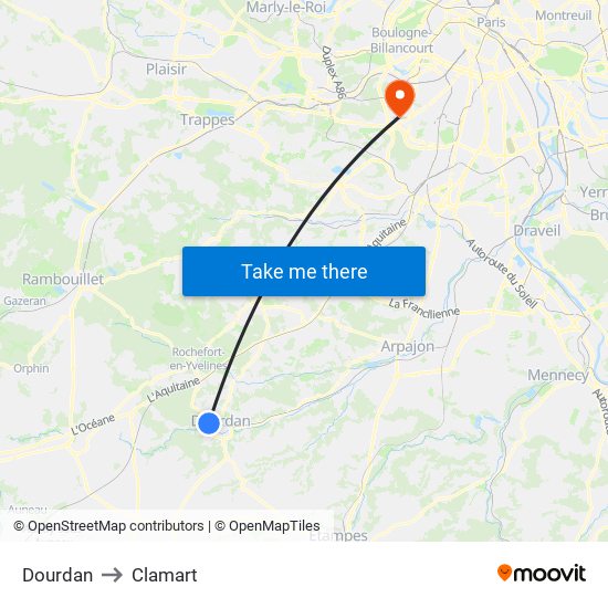 Dourdan to Clamart map