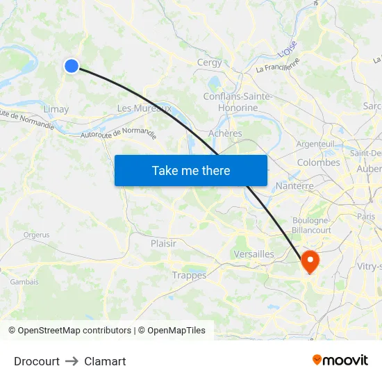 Drocourt to Clamart map