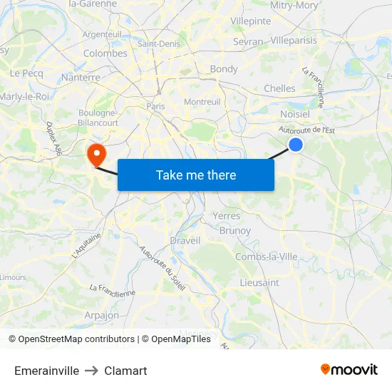 Emerainville to Clamart map