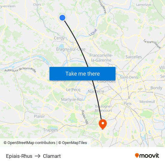 Epiais-Rhus to Clamart map