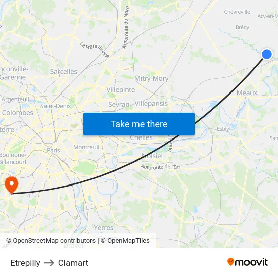 Etrepilly to Clamart map