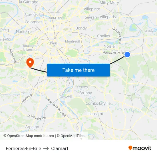 Ferrieres-En-Brie to Clamart map