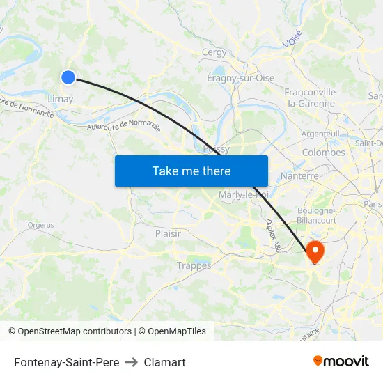 Fontenay-Saint-Pere to Clamart map