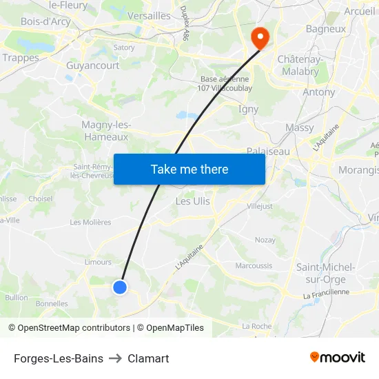 Forges-Les-Bains to Clamart map