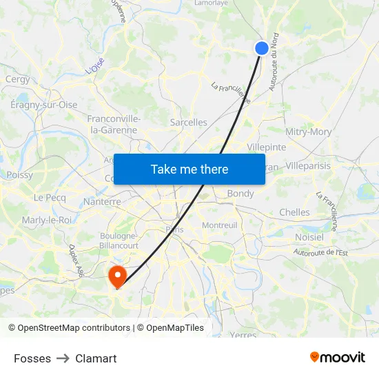 Fosses to Clamart map