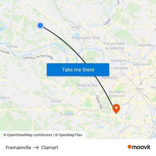 Fremainville to Clamart map