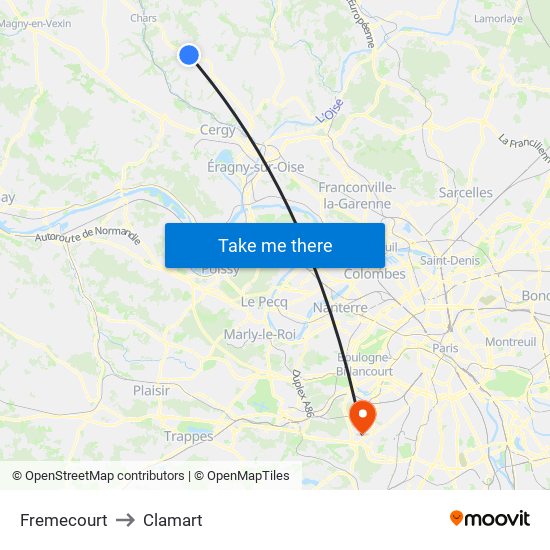 Fremecourt to Clamart map