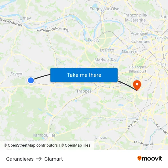 Garancieres to Clamart map