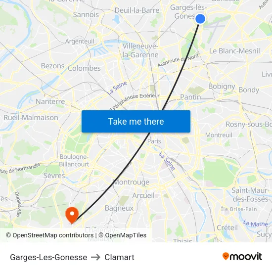 Garges-Les-Gonesse to Clamart map