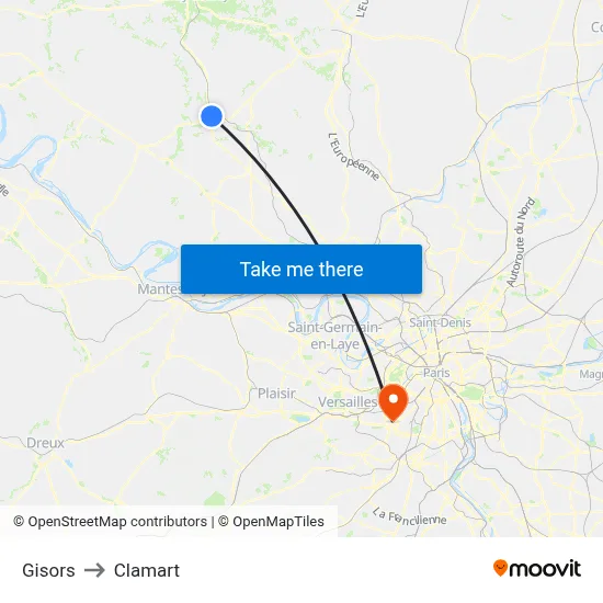 Gisors to Clamart map