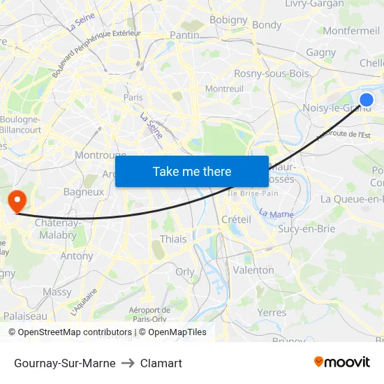 Gournay-Sur-Marne to Clamart map