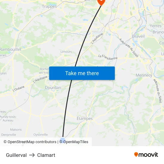 Guillerval to Clamart map