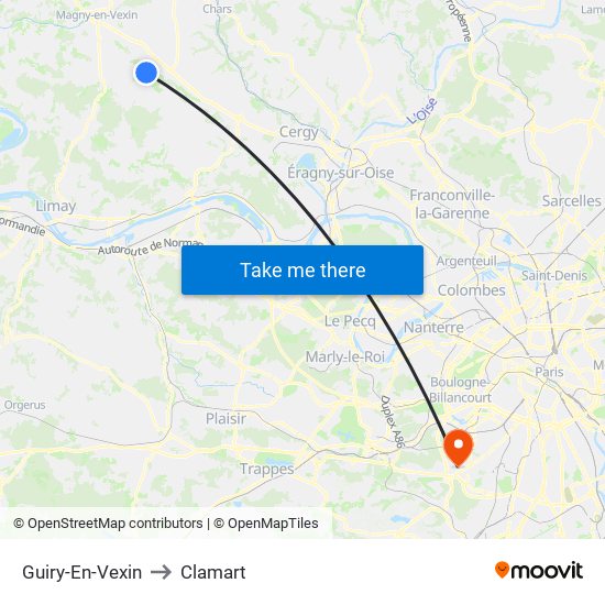 Guiry-En-Vexin to Clamart map