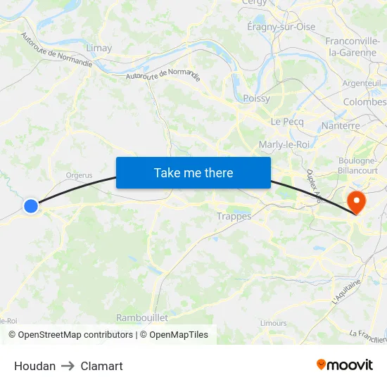 Houdan to Clamart map