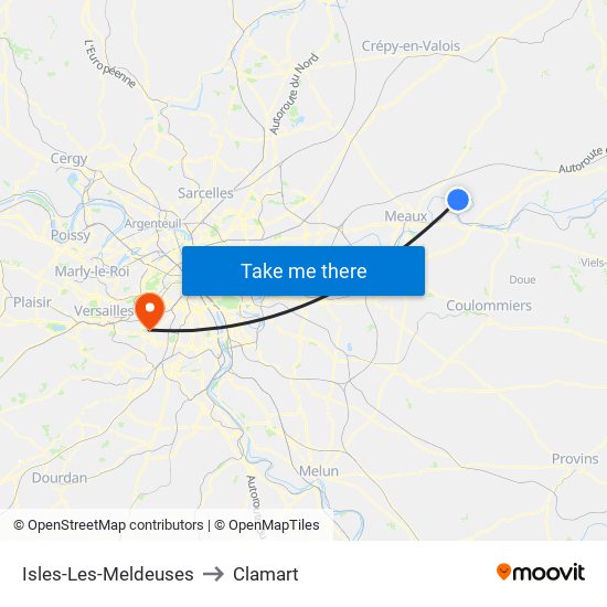 Isles-Les-Meldeuses to Clamart map