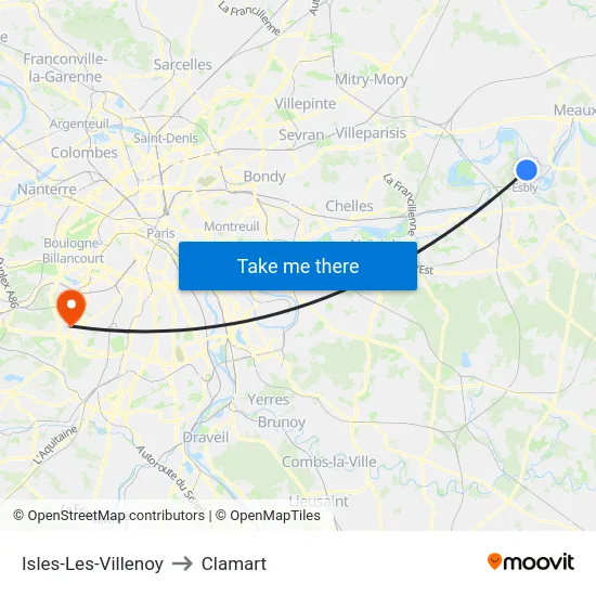 Isles-Les-Villenoy to Clamart map