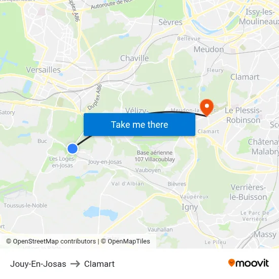 Jouy-En-Josas to Clamart map