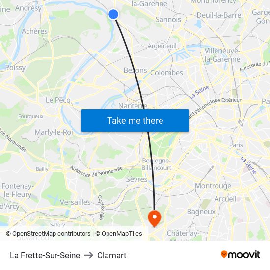 La Frette-Sur-Seine to Clamart map