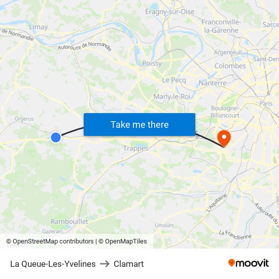 La Queue-Les-Yvelines to Clamart map