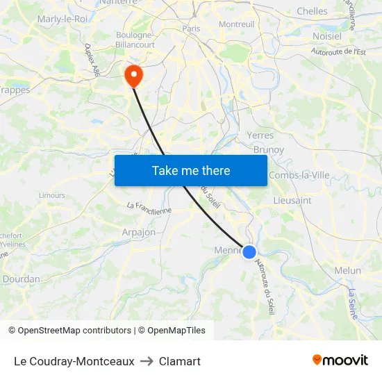 Le Coudray-Montceaux to Clamart map