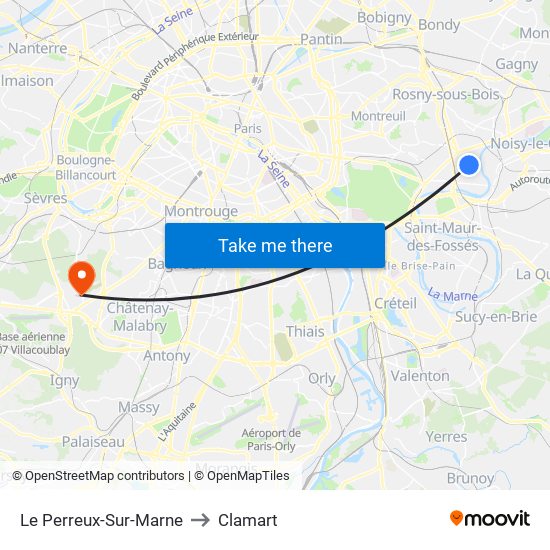 Le Perreux-Sur-Marne to Clamart map