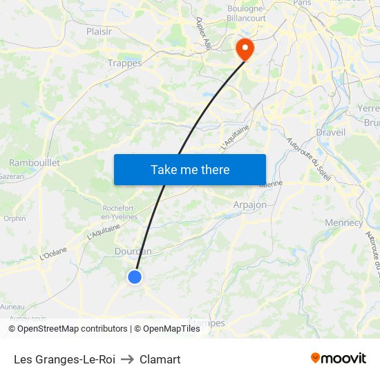 Les Granges-Le-Roi to Clamart map