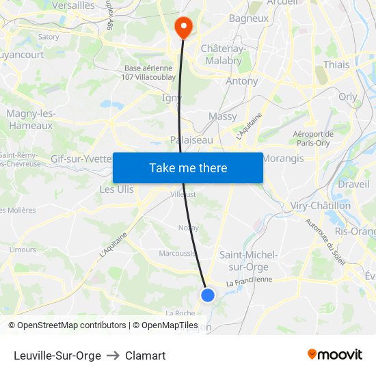 Leuville-Sur-Orge to Clamart map