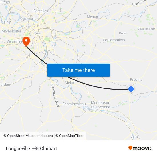 Longueville to Clamart map