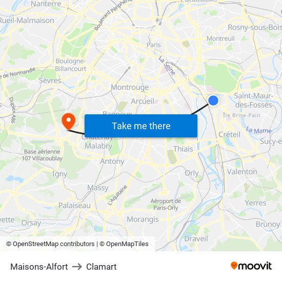 Maisons-Alfort to Clamart map