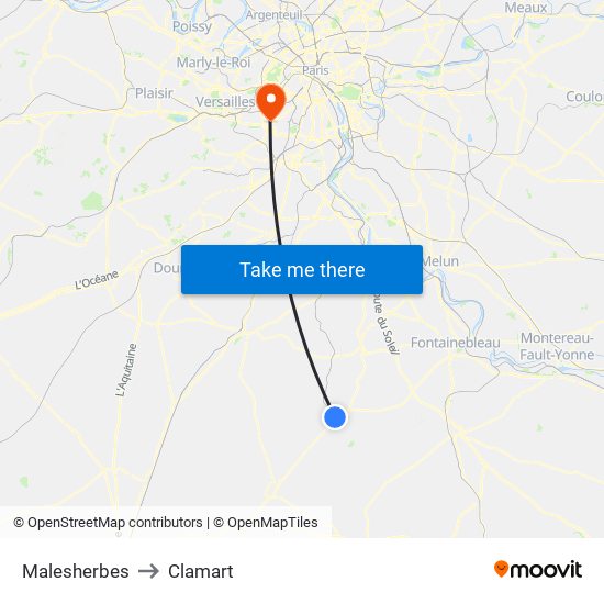 Malesherbes to Clamart map