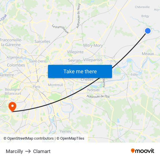 Marcilly to Clamart map