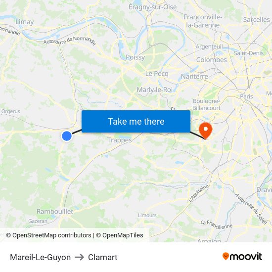 Mareil-Le-Guyon to Clamart map