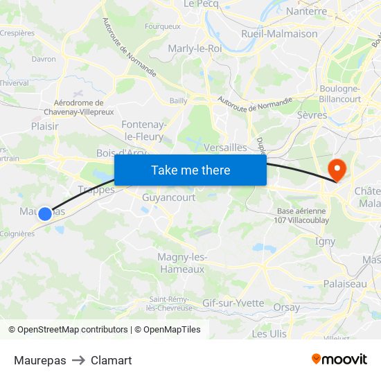 Maurepas to Clamart map