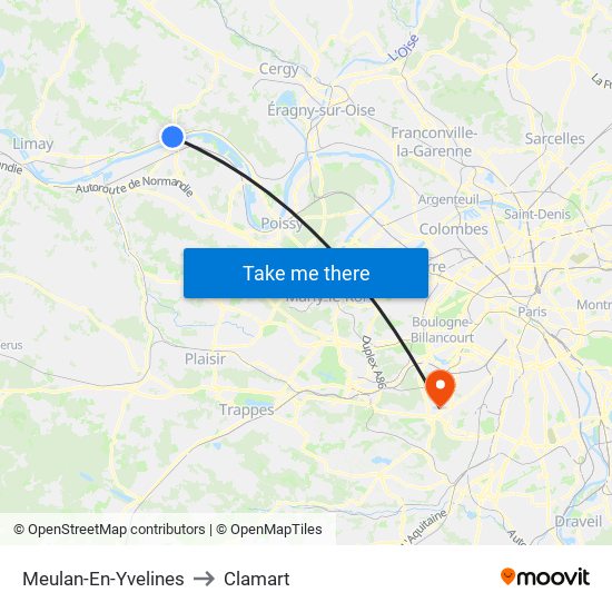 Meulan-En-Yvelines to Clamart map