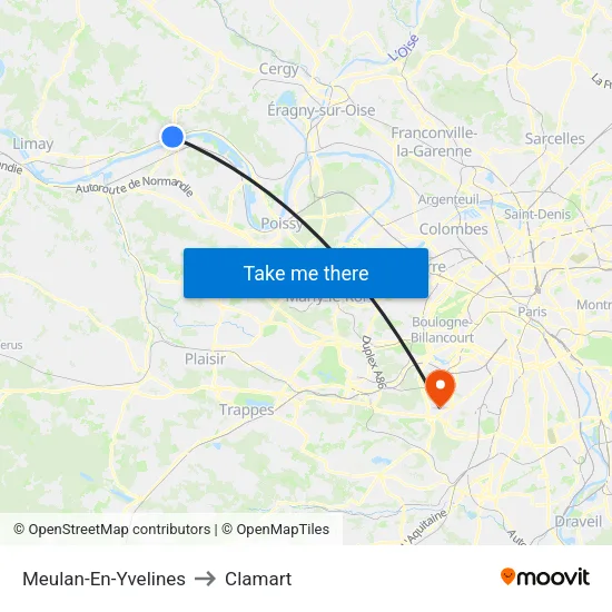 Meulan-En-Yvelines to Clamart map