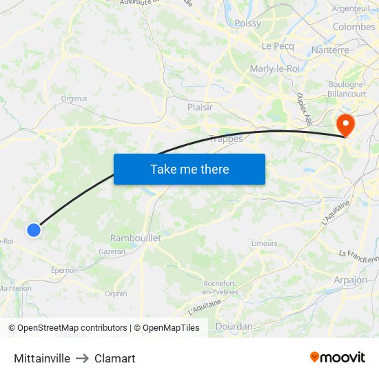 Mittainville to Clamart map