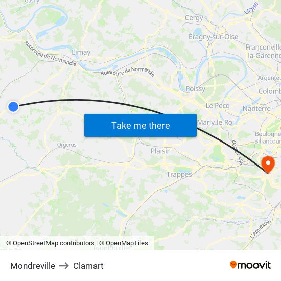 Mondreville to Clamart map