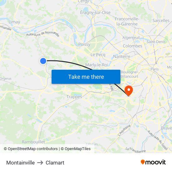 Montainville to Clamart map