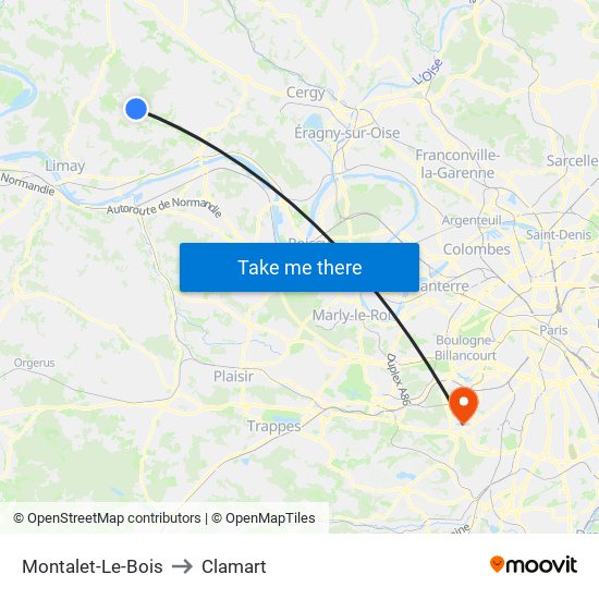Montalet-Le-Bois to Clamart map