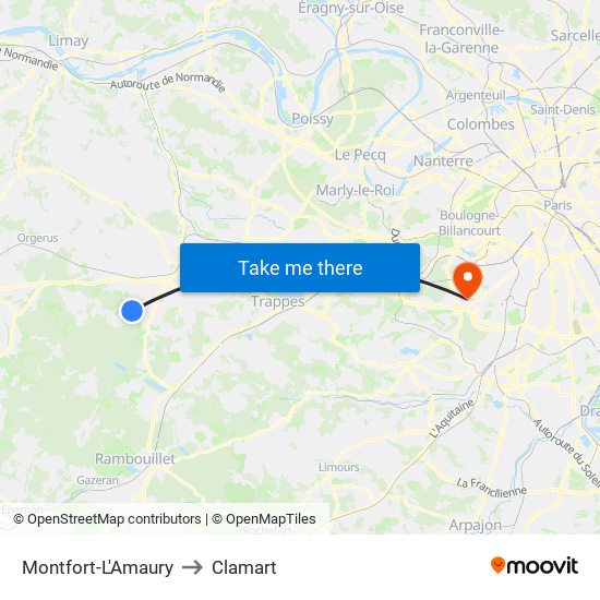 Montfort-L'Amaury to Clamart map