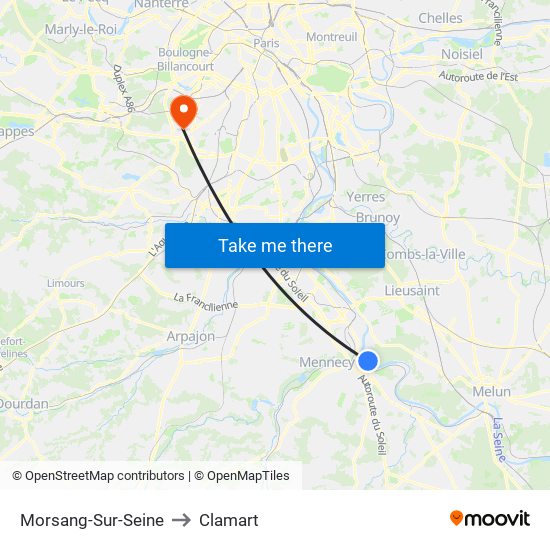 Morsang-Sur-Seine to Clamart map