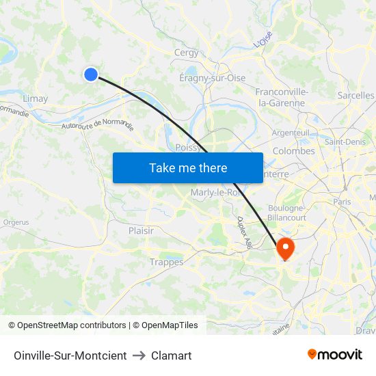 Oinville-Sur-Montcient to Clamart map