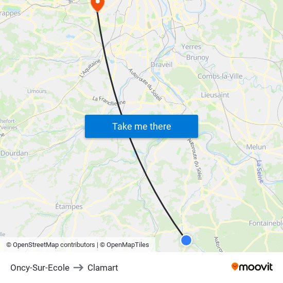 Oncy-Sur-Ecole to Clamart map
